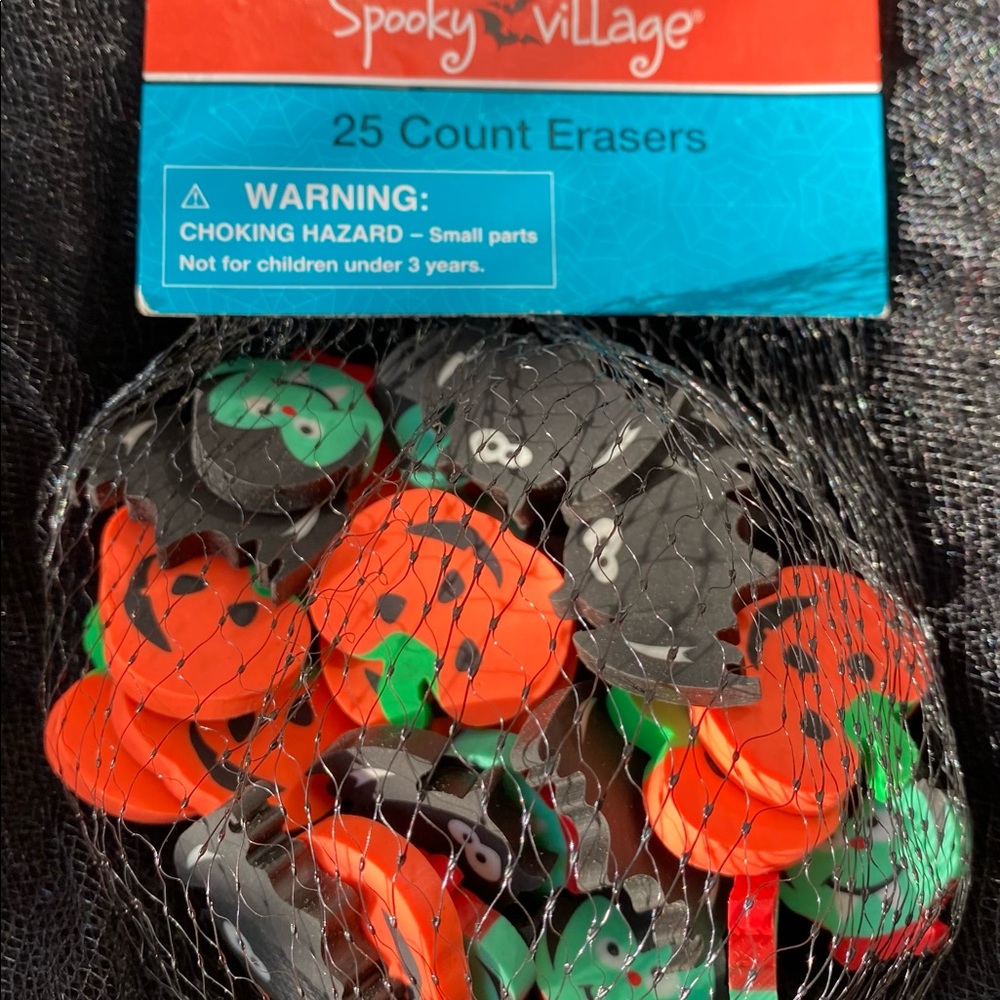 Halloween Pumpkins and bats 25 count erasers